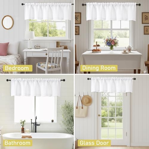 Valances for Windows, Light Filtering Faux Linen Textured Small Short Window - Image 7