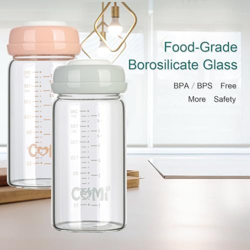 COMI Wide Neck Glass Breastmilk Collection n Storage Bottle, 6 Packs, 8oz - Image 6