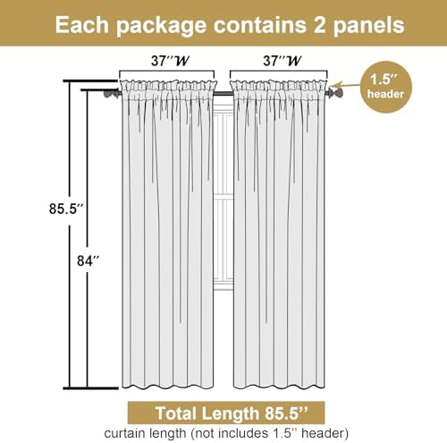 Lecloud Leia White Sheer Curtains 84 Inches Long 2 Panels, Semi Sheer Jacquard - Image 5
