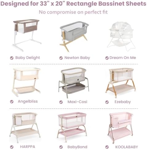 Baby Bedside Bassinet Sheets Fitted, 33”x20” Compatible - Image 6