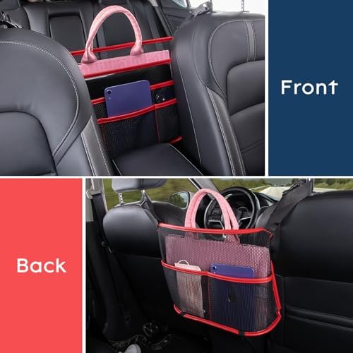 eing Car Seat Organizer Seat Back Storage Bag, Car Net Pocket Handbag Holder - Image 3