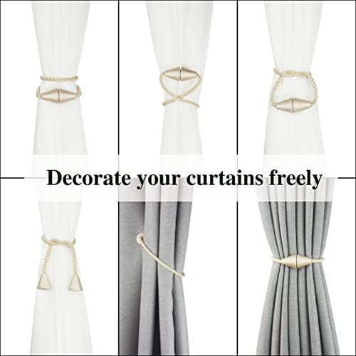2 Pack Magnetic Curtain Tiebacks Rope Modern Handmade Curtain Tie Backs - Image 5