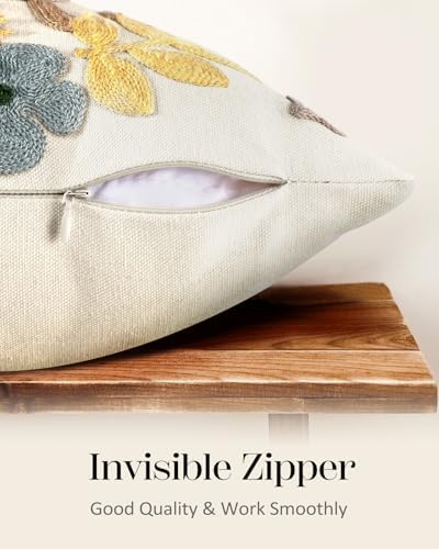 Embroidered Throw Pillow Cover, 18x18 Inch, Butterfly Moon - Image 3