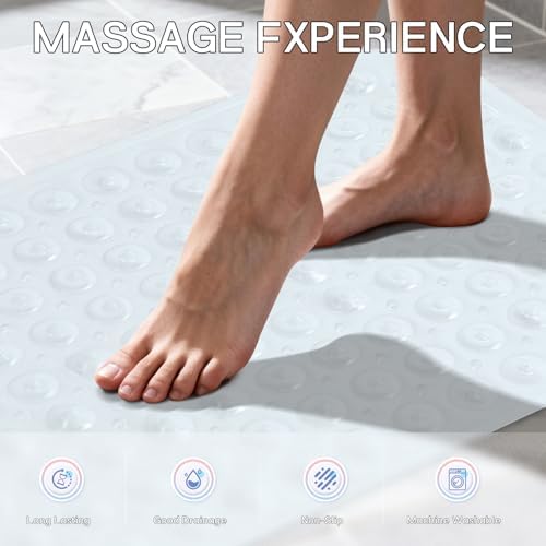 Anti-Slip Bathtub Shower Mat 28×15 Inch Clear White - Image 5