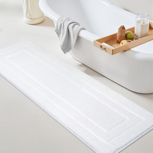 GRANNY SAYS White Bathroom Runner Rug 71" x 24", Soft Microfiber Bath Mat by GRANNYSAYS