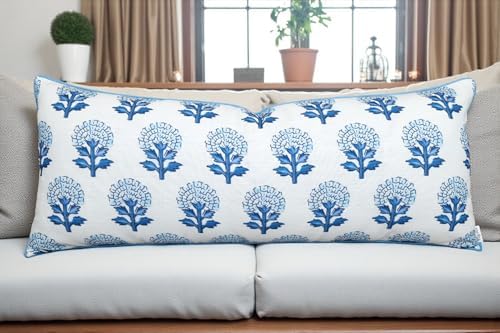 Marigold Floral Print 14x36 Extra Long Lumbar Pillow Cover - Image 2