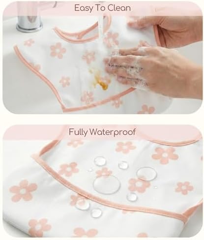 3 Pack Waterproof Baby Bibs for Eating, Mess Proof Feeding Bib - Image 4