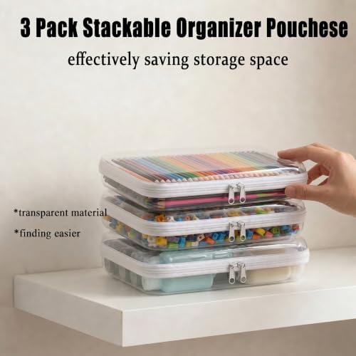 3 Pack Clear Hard Shell Zipper Case, Large Diaper Bag Organizer - Image 6