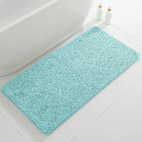 Polyester Bathroom Rug 24"x48" Aqua Haze, Non-Slip Soft Bath Mat by Kildoss