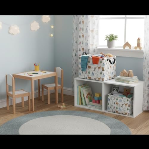 Rectangular Kids Basket Baby Girl Basket Fabric Storage Bin Organizer Box Room - Image 3