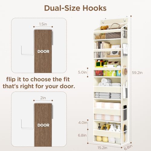 Over The Door Organizer, 6 Tiers Behind The Door Storage Hanging Shelves - Image 3