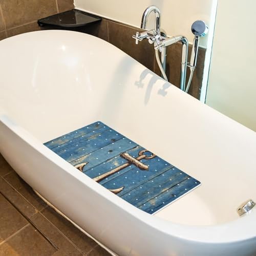 Bathtub Mat Non Slip 26.8x15.1 Inch, Anchor on a Planks Shower Mat - Image 5