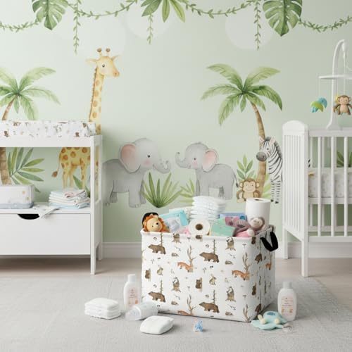 Kid Storage Basket Bear Deer Jungle Decor - Image 4