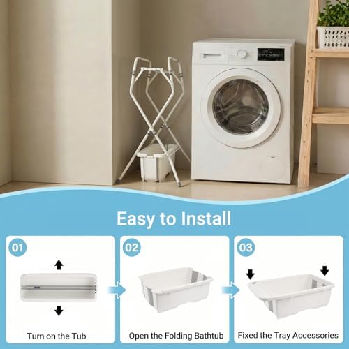 Baby Bathtub with Stand, Collapsible Infant Bath Tub - Image 6