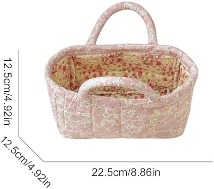 Small Storage Basket Organizer, Mini Fabric Floral Storage Baskets - Image 6