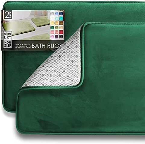 Clara Clark 2 Piece Bathroom Rugs Bath Mat Set, Velvet Memory Foam Bath Mats by ClaraClark