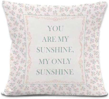 You are My Sunshine Throw Pillow Cover 18x18 Inche, Baby Girl Nursery Decor by LRyeisahh