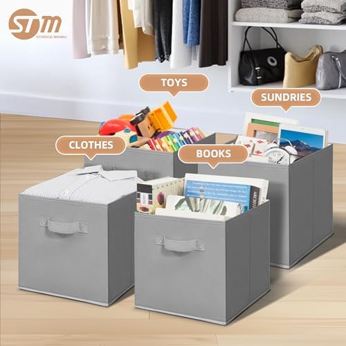 STORAGE MANIAC Storage Cubes, 11 Inch 4 Pack Collapsible Fabric Shelf Bins - Image 2
