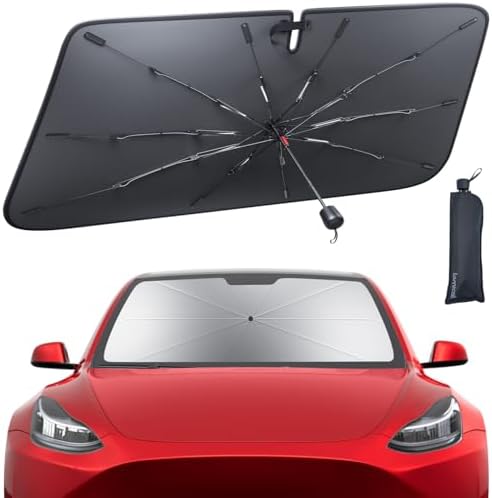 Tesla Model 3/Y Foldable Windshield Sunshade Umbrella UV Block 10-Rib Frame by Lamicall