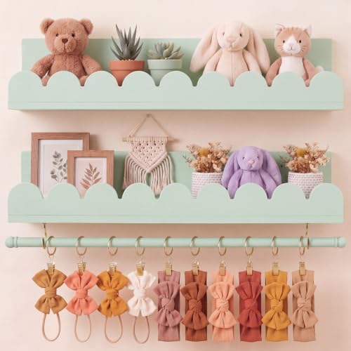 Qunclay Nursery Floating Shelves Headband and Bow Holder by Qunclay