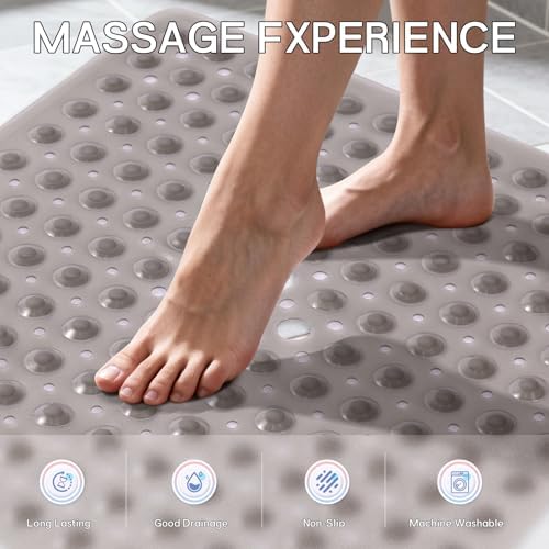 Anti-Slip Bathtub Shower Mat 21×21 Inch Clear Gray - Image 5