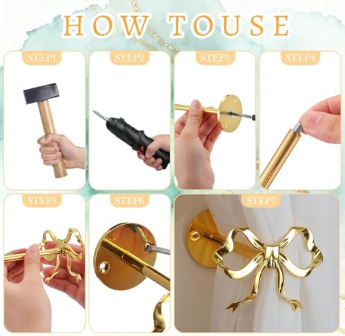 2 Pcs Gold Bow Curtain Tiebacks - Image 4