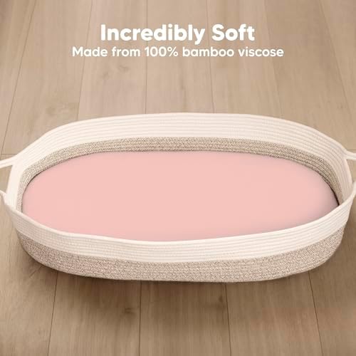 2-Pack Baby Bassinet Sheets Girl, 33x17 Bedside Sheets - Image 2