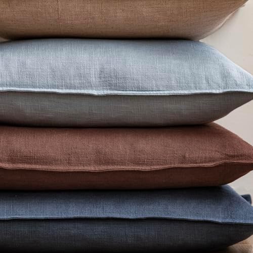 Foindtower Linen Solid Decorative Throw Pillow Covers 26x26 Inch Rust Red - Image 4