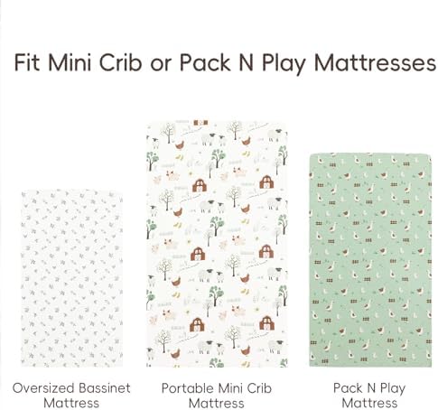 david's kids 3 Pack Mini Crib Sheets, Soft Breathable Premium Pack N Play Sheets - Image 4