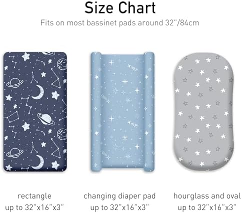 Baby Bassinet Sheets Girl Boy, 3 Pack Fitted Bassinet Sheet - Image 3