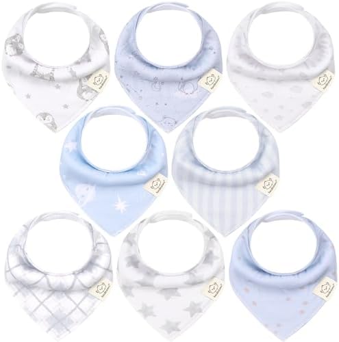 8pk Organic Baby Bandana Bibs for Drooling and Teething by KeaBabies