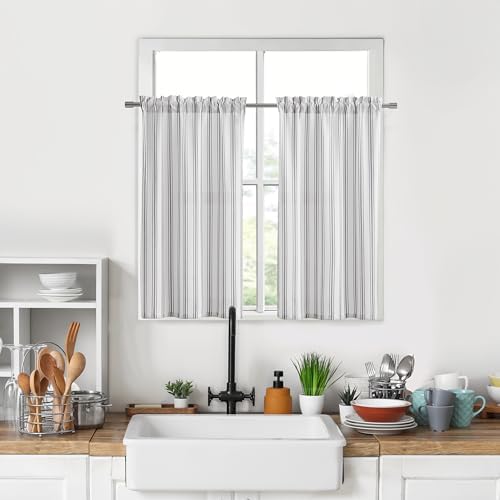 ZJDECOR Black White Cotton Blended Farmhouse Kitchen Curtains by ZJDECOR