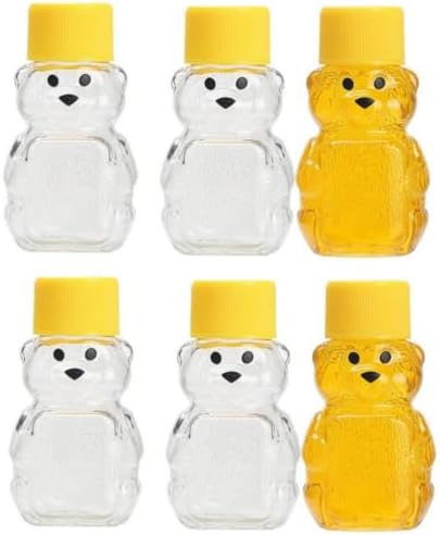 6 Pack Honey Bear Bottle 2oz Bear Shape Clear Empty Honey Bottles Honey Jar by Unknown