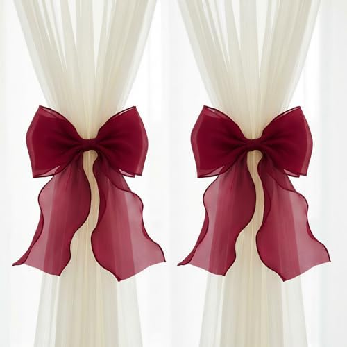 2 Pack French Lace Bow Curtain Tiebacks by GAJILON