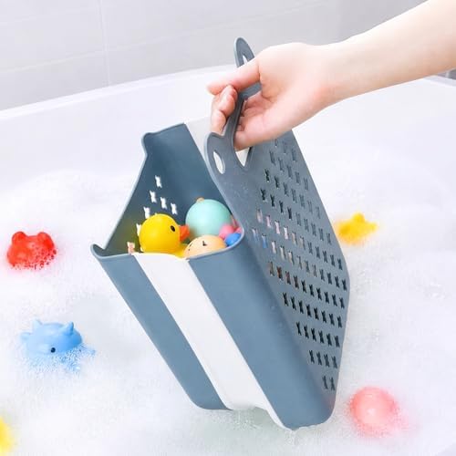 Bath Toy Bin, Stand Up Bath Toy Storage, Foldable Bath Toy Holder - Image 2