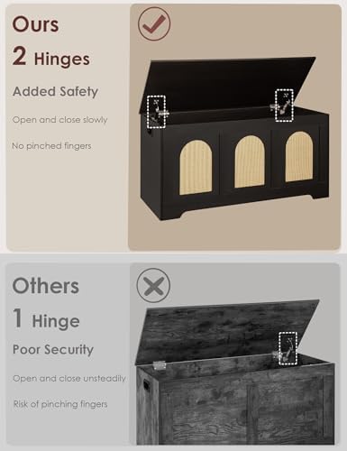 DINZI LVJ Storage Chest, Wooden Toy Box, Espresso Oak 39.4" L - Image 4