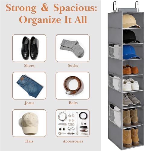 Hanging Shoe Organizer for Closet, 8-Shelf Hanging Storage - Image 7