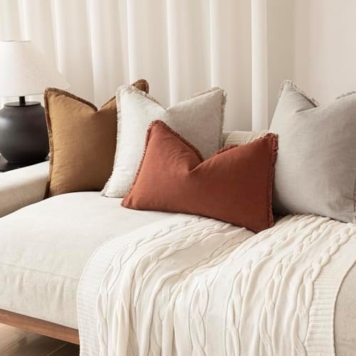 Foindtower Decorative Linen Fringe Lumbar Throw Pillow Covers Boho Farmhouse - Image 6