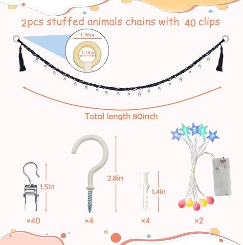 2PCS Stuffed Animals Storage Chain Organizers 80" Cotton Hanging Storage Chain - Image 2