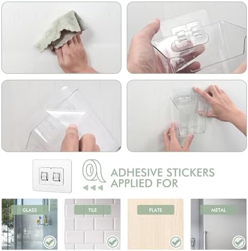Clear Adhesive Wall Storage Bins 4-Pack Cabinet Door Organizer Cups - Image 4