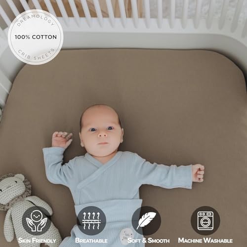 Dreamology Mini Crib Fitted Sheets, 100% Cotton Crib Sheets, 2 Pack - Image 3
