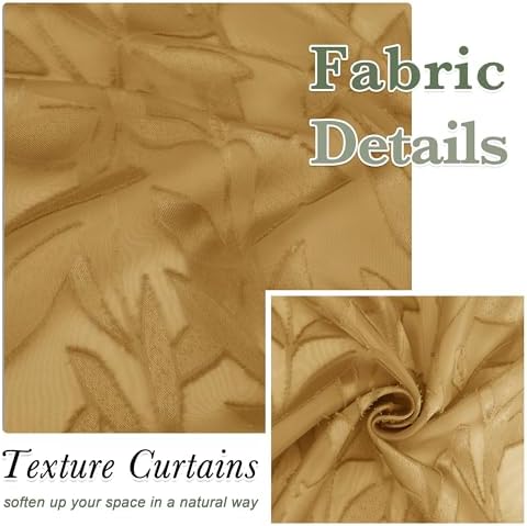 Lecloud Leia Dark Gold Sheer Kitchen Curtains 30 Inch Length 2 Panels, - Image 4