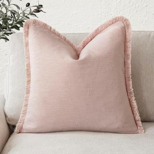 Foindtower Decorative Linen Fringe Throw Pillow Covers Cozy Boho Farmhouse by Foindtower
