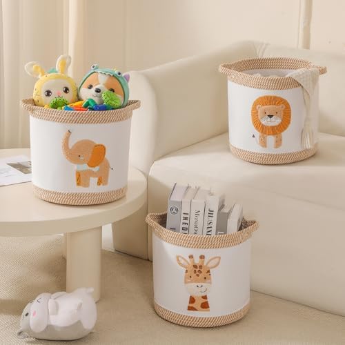 3-Piece Woven Baby Toy Baskets Laundry Hampers, Foldable Nursery Organizer - Image 3