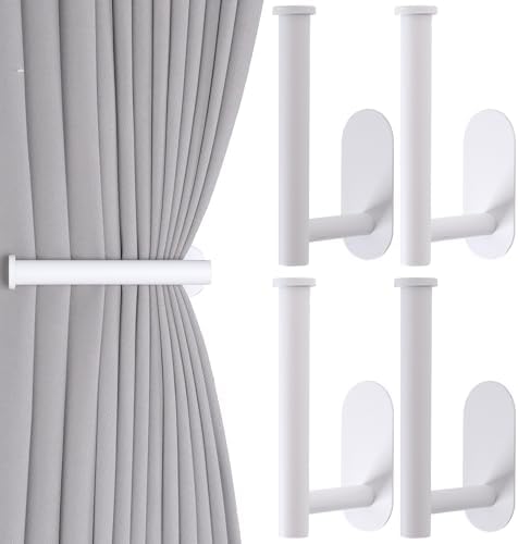 Groleca Adhesive Curtain Holdbacks, Curtain Tiebacks, 4 Pack by GROLECA