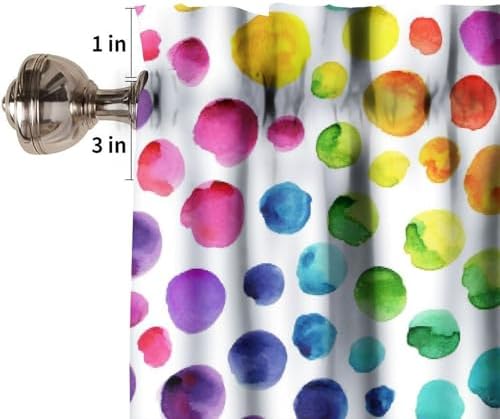 Colorful Rainbow Valance Curtain, Watercolor Retro Polka Dots Modern Geometric - Image 6