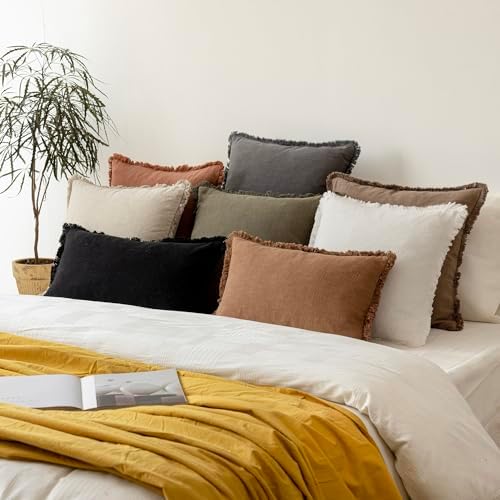 Foindtower Decorative Linen Fringe Throw Pillow Covers Cozy Boho Farmhouse - Image 7