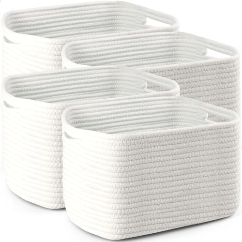 4 Pack Large Storage Baskets for Organizing, and Clothes, Cotton Rope Basket by Unknown