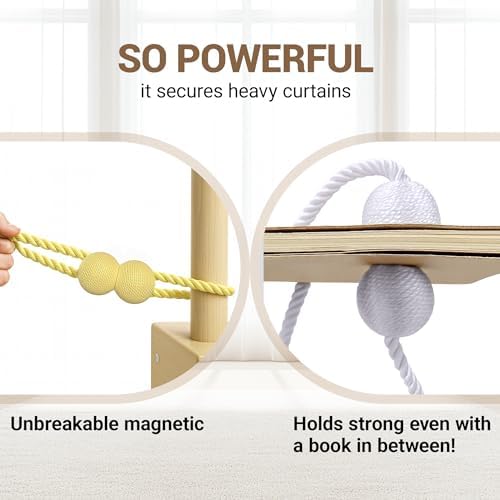 Hion Magnetic Curtain Tiebacks Golden 4pcs, Curtain Holdbacks Hooks Holders - Image 5