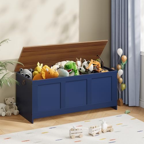 HOOBRO Storage Bench, 39.3" Retro Wooden Storage Chest, Wooden Storage Trunk - Image 2